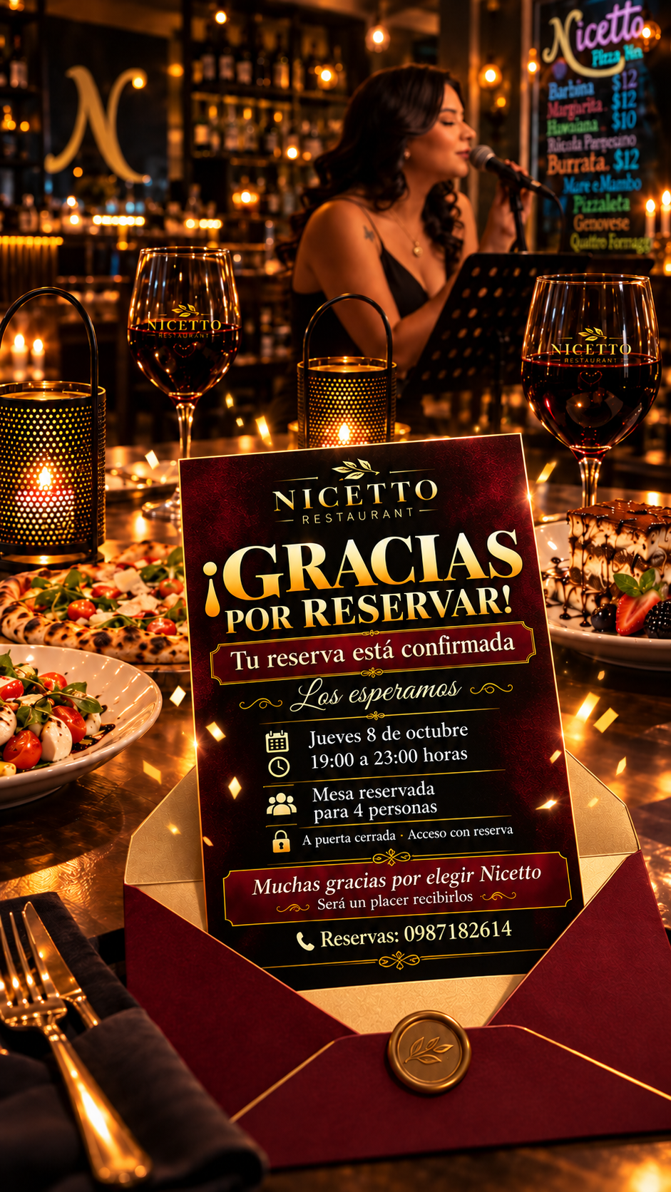 Flyer de reserva confirmada de Nicetto Restaurant